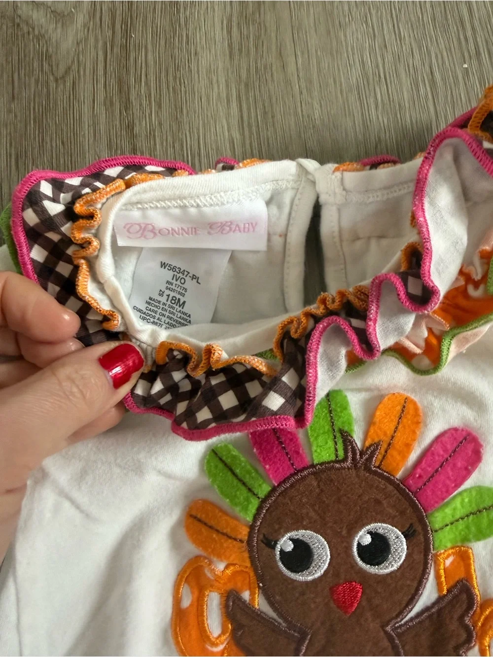 Bonnie Baby White Tunic with Brown Gingham Leggings and Bright Trim